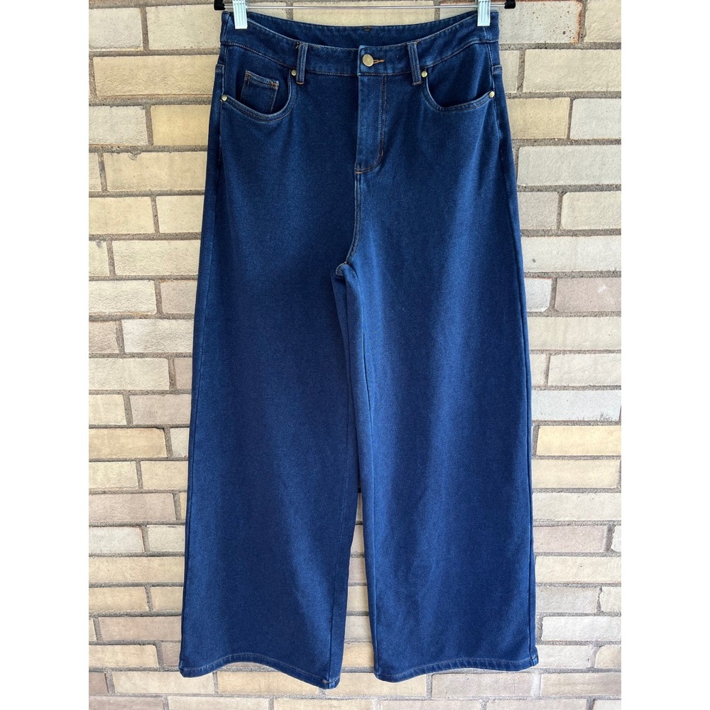 SSYS The Label Dark Wash High Rise Wide Leg Jeans Terry Knit Lined Sz 27 Medium